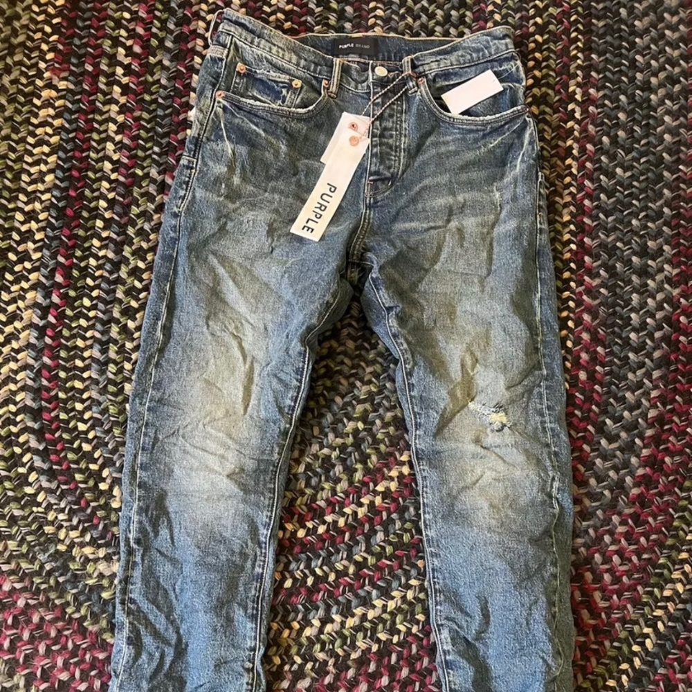 Slim Straight Men’s Jeans in Faded Blue - Purple Brand